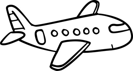 Airplane in flight, minimalist plane icon.
