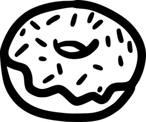 Donut sketch, sweet pastry icon.