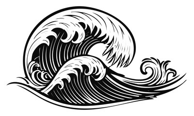 Japanese style ocean waves tattoo.