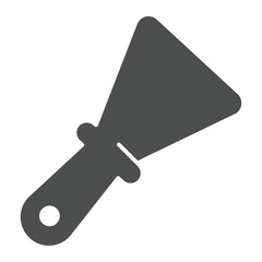 Spatula tool for cement or clay solid icon, construction concept. Vector graphics. Metal trowel, work tool sign on white background, glyph style icon for mobile or web design.