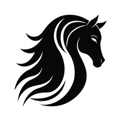 Horse Head Vector Silhouette Design.