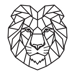 Vector design of a lion face with geometric ribs for interior design and wall art.