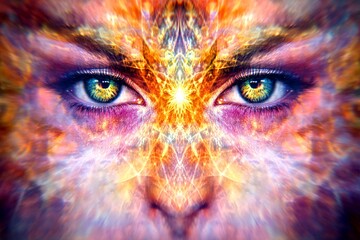 Naklejka premium Weird images in mind. Strange vision. Hallucination - due to benzodiazepines withdrawal: abstract image of well-being. Metaphorical benzodiazepines withdrawal feelings of a mental illusion.