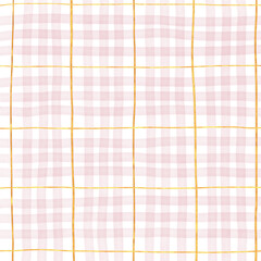 Gold Pink Plaid Gingham Hand Drawn Background Pattern Overlay