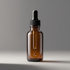 Fototapeta premium Amber Glass Dropper Bottle with Liquid Drop 