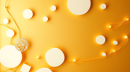 Abstract golden background with white and beige luxury glitter shapes. Golden lines luxury on cream color background. Gold elegant realistic paper cut style 3d