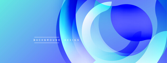 Blue abstract design. Overlapping circles create dynamic visual effect. Smooth gradients, modern aesthetic, clean lines. Perfect backdrop for presentations.