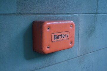 Wall-mounted battery unit in urban setting
