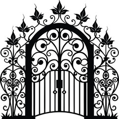 Enchanted Garden Gate Silhouette Vector