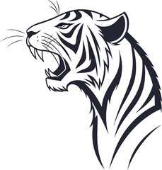 Tiger head vector, tiger icon vector illustration, tiger silhouette of a tiger isolated on a white background