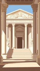 Fototapeta premium Ancient temple entrance, sunlit steps