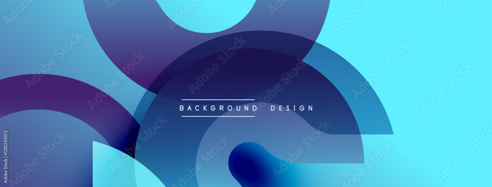 Poster Abstract blue shapes overlap creating dynamic visual effect. Smooth gradients, modern design, clean aesthetic. Minimalist composition, vibrant colors, digital art.