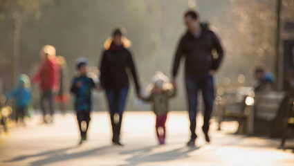 Parents holding hands with their children during a wall