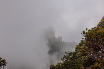 Bana Hill in the Mountains of Da Nang Danang is pitched on top of the hill reached by cable cars with great sweeping views. Clouds surround the theme park of castles and fairly tale sculpture Vietnam