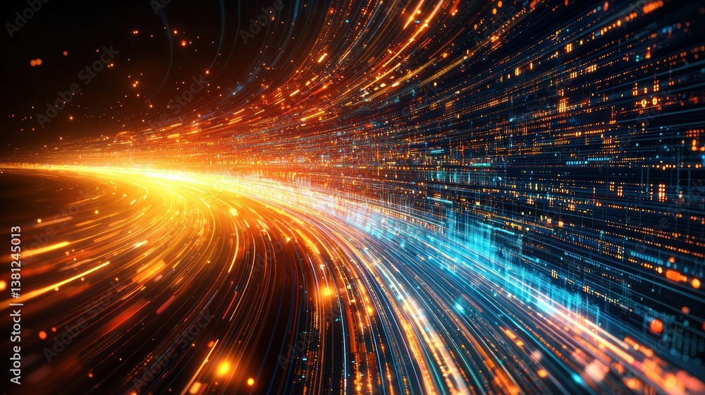 Poster abstract digital data stream: a visual representation of high-speed information flow