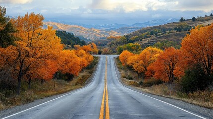 Autumnal Road Trip Through Scenic Mountain Pass