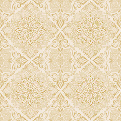 Elegant Gold Mandala Pattern Seamless Background