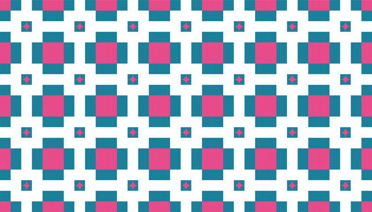 Fototapeta premium Pixel art checkered pattern. Pixel art style design with repeating checkered pattern in bold contrasting colors
