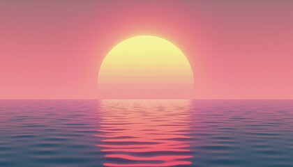 Serene sunset over tranquil ocean waters in pastel hues  