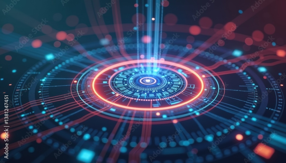 Poster abstract futuristic technology background with glowing circles