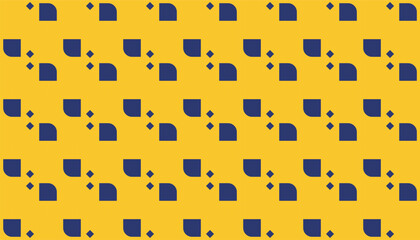 Minimalist geometric pattern with semicircular elements and small dots in a combination of dark blue and mustard yellow, creating a modern and elegant impression