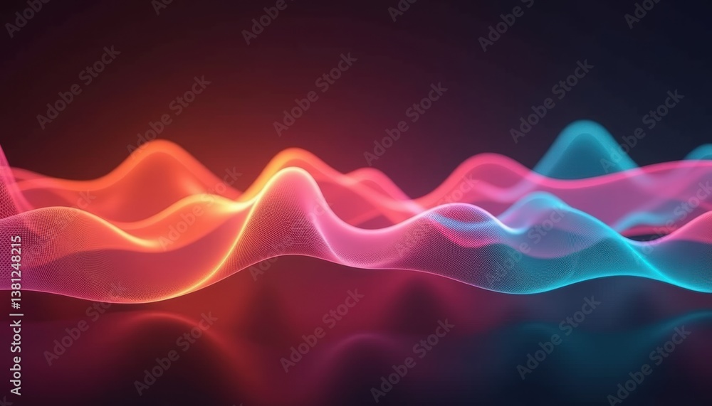Poster abstract colorful waves in motion against a dark background