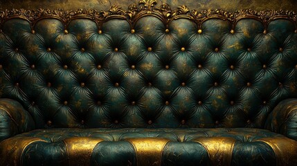 Antique Green and Gold Chesterfield Sofa