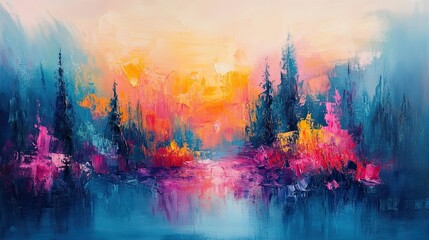 Abstract modern impressionism painting with a dry brush style.