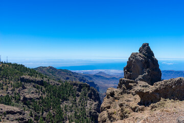 View of Roque Nublo mountain at Roque Nublo Rural Park, Gran Canary, Spain