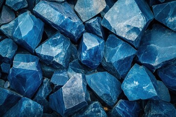 Blue rough stones: natural formation of large, unpolished rocks