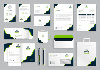 Creative brand identity design brand stationery template stationery branding, set vector free mock-up corporate business, modern business stationery items design