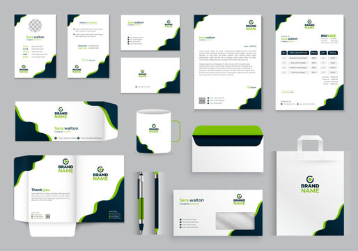 Creative brand identity design brand stationery template stationery branding, set vector free mock-up corporate business, modern business stationery items design