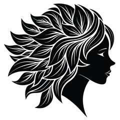 creative hair leaf silhouette
