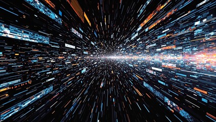 Futuristic glitch art with dynamic digital elements vibrant colors and a chaotic vibe like a glitched screen