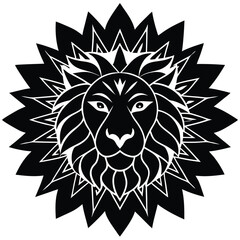 creative lion head mandala silhouette
