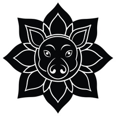 creative pig head mandala silhouette
