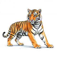 Fototapeta premium Hand-Drawn Tiger Illustration in Bold Line Art