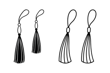Tassels and Fringes Line Art Vector Set for Designers

