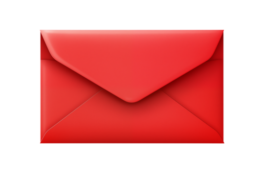 A single closed red envelope against a  in a studio shot style image on transparent background png - Powered by Adobe
