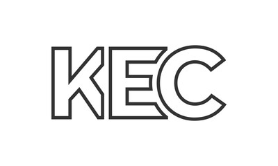 KEC logo design template with strong and modern bold text. Initial based vector logotype featuring simple and minimal typography. Trendy company identity.