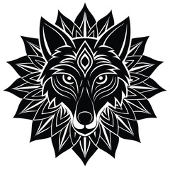 creative Fox Head mandala silhouette
