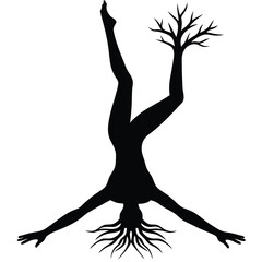 Creative yoga roots silhouette
