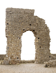 Buraco transparente em ruína de uma fortaleza 