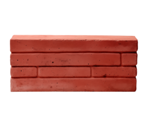 A close up view of a stack of red bricks arranged in a staggered pattern on a  on transparent background png