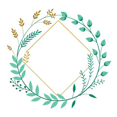 Gold laurel wreath vector illustration, ornate floral leaf design