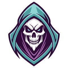 Cartoon Skull In Hood on Transparent Background