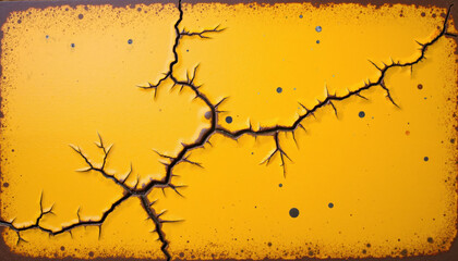 Obraz premium Rusty cracked orange metal plate with heavy corrosion as grunge background texture for copy space and creative industrial design