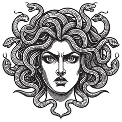medusa head vector engraving illustration