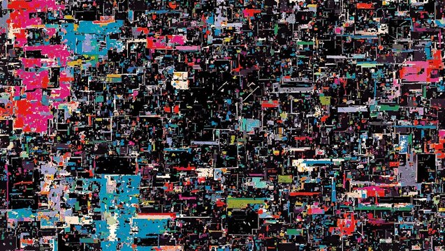 Futuristic glitch art collage with vintage textures and neon accents evoking a blend of digital nostalgia and modern aesthetics