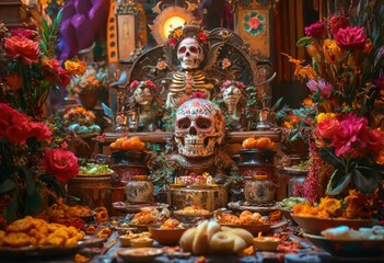 Obraz premium A festive celebration of the Day of the Dead holiday